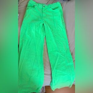 Zara Neon Green High-Rise Pants